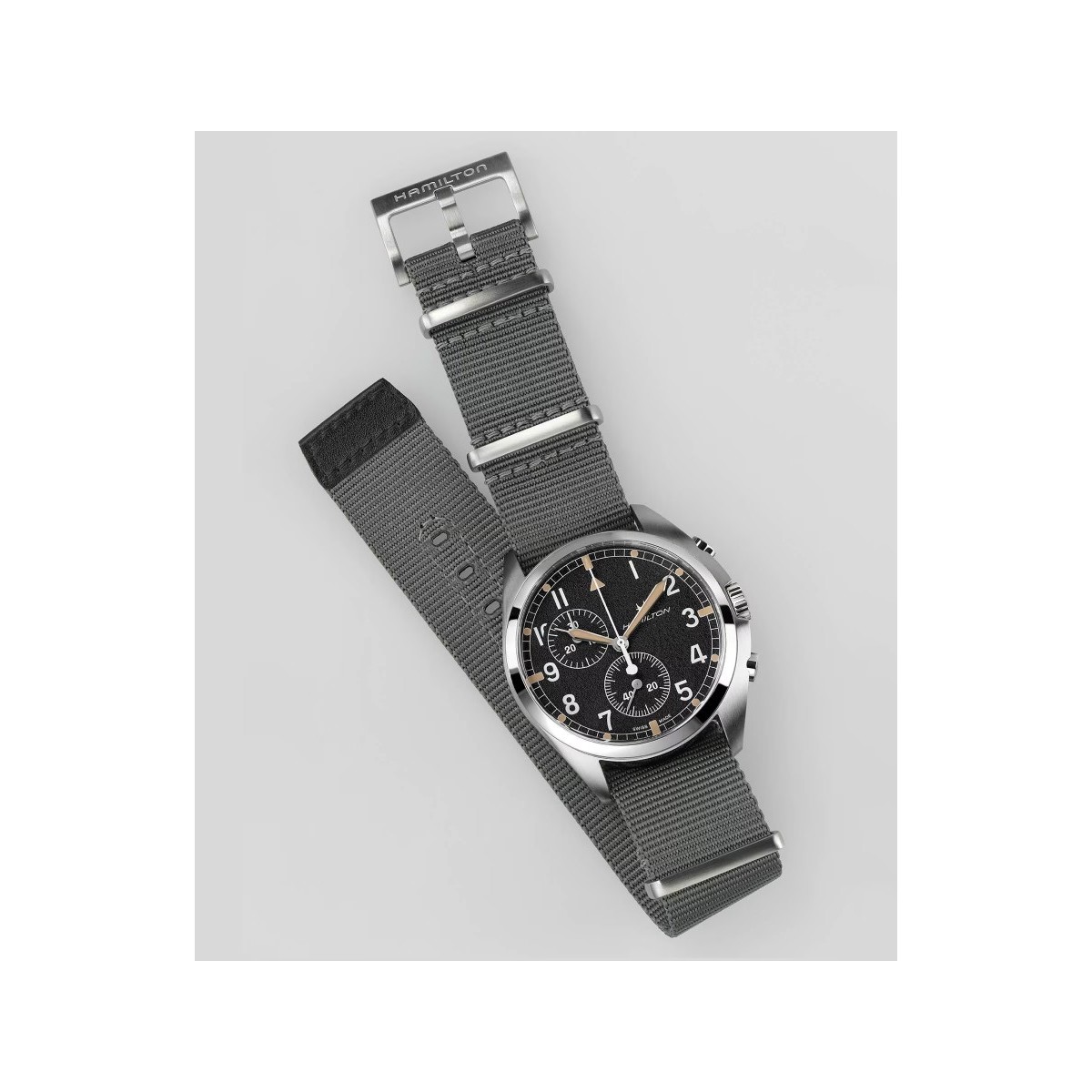 HAMILTON Khaki Aviation Pioneer Chronograph Grey Fabric Strap H76522931
