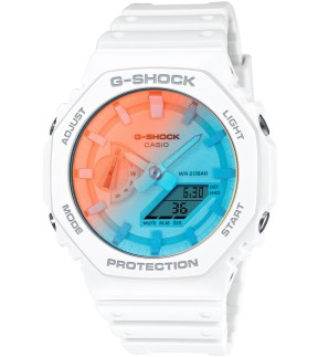 Ρολόι CASIO G-Shock Με Λευκό Καουτσούκ Λουράκι GA-2100TL-7AER