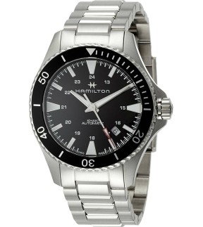 Ρολόι HAMILTON Khaki Navy Scuba Με Αυτόματο Μηχανισμό Και Ασημί Ατσάλινο Μπρασελέ H82335131