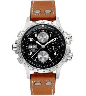 Ρολόι HAMILTON Khaki Aviation X-Wind Με Χρονογράφο Και Καφέ Δερμάτινο Λουράκι H77616533