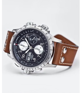Ρολόι HAMILTON Khaki Aviation X-Wind Με Χρονογράφο Και Καφέ Δερμάτινο Λουράκι H77616533