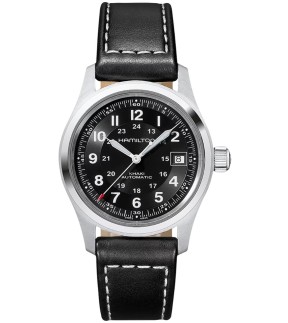 Ρολόι HAMILTON Khaki Field Με Μαύρο Δερμάτινο Λουράκι H70455733