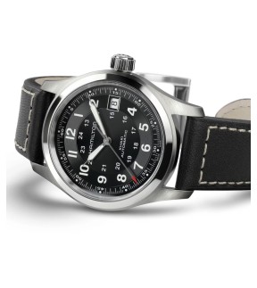 Ρολόι HAMILTON Khaki Field Με Μαύρο Δερμάτινο Λουράκι H70455733