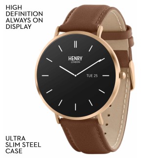 HENRY LONDON Smartwatch Brown Leather Strap HLS65 0007