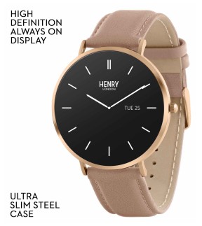 Ρολόι HENRY LONDON Smartwatch Με Ροζ Δερμάτινο Λουρί HLS65-0003