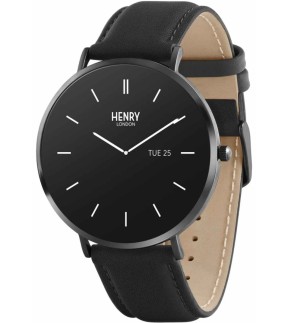 HENRY LONDON Smartwatch Black Leather Strap HLS65-0005