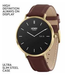 Ρολόι HENRY LONDON Smartwatch Με Καφέ Δερμάτινο Λουρί HLS65-0007