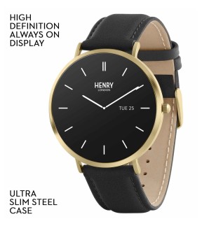 Ρολόι HENRY LONDON Smartwatch Με Μαύρο Δερμάτινο Λουρί HLS65-0008