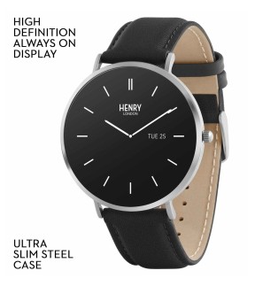 Ρολόι HENRY LONDON Smartwatch Με Μαύρο Δερμάτινο Λουρί HLS65-0009