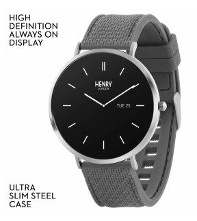 Ρολόι HENRY LONDON Smartwatch Με Γκρι Λουρί Σιλικόνης HLS65-0011