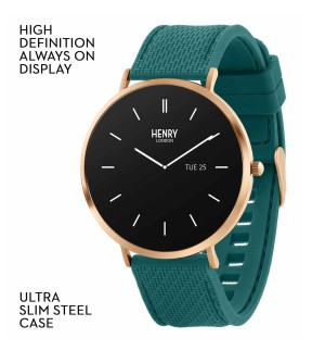 HENRY LONDON Smartwatch Green Silicone Strap HLS65-0014