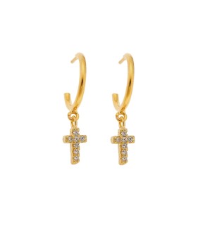 SENZA Yellow Gold Silver 925 Earrings With Zircon Stones SSR2479GDKR