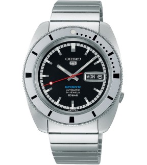 SEIKO 5 Sports 'Pepper Black' 1968 Recreation L.E. Automatic Silver Stainless Steel Bracelet SRPL05K1