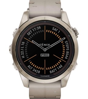 GARMIN fēnix® 7S Pro Sapphire Solar Soft Gold Limestone Leather Strap GA-010-02776-30