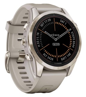 GARMIN fēnix® 7S Pro Sapphire Solar Soft Gold Limestone Leather Strap GA-010-02776-30