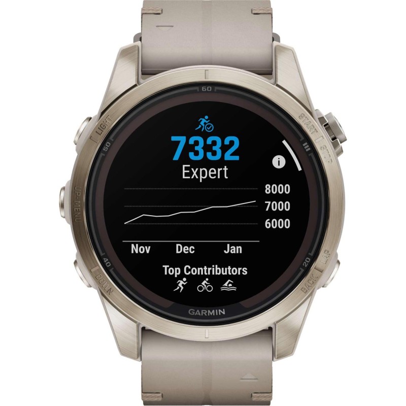 Ρολόι GARMIN fēnix® 7S Pro Sapphire Solar Με Μπεζ Δερμάτινο Λουράκι GA-010-02776-30