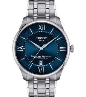 Ρολόι TISSOT Chemin des Tourelles Powermatic 80 Με Ασημί Ατσάλινο Μπρασελέ T1394071104800