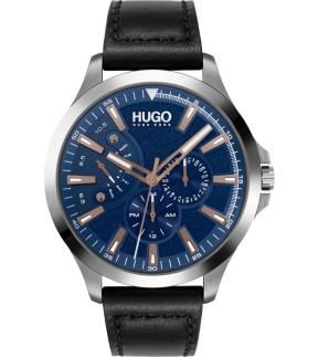 HUGO BOSS Leap Multifunction Black Leather Strap 1530172