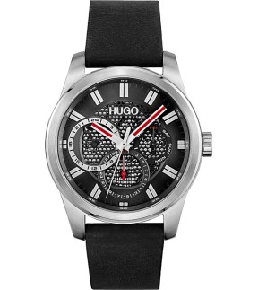 HUGO BOSS Skeleton Multifunction Black Leather Strap 1530189