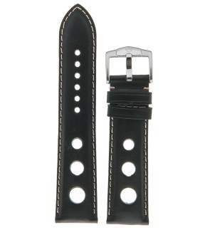 Λουράκι ROCHET Cooper Padded Sports Μαύρο Δερμάτινο Με Μπεζ Γαζί 18mm