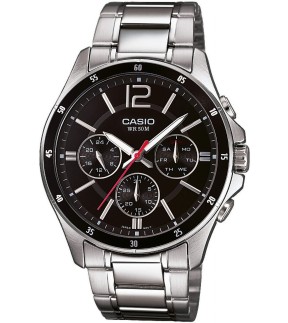 Ρολόι CASIO Collection Με Πολλαπλές Ενδείξεις Και Ασημί Ατσάλινο Μπρασελέ MTP-1374PD-1AVEF