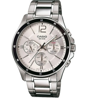 Ρολόι CASIO Collection Με Πολλαπλές Ενδείξεις Και Ασημί Ατσάλινο Μπρασελέ MTP-1374PD-7AVEF