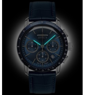 ZEPPELIN New York Chronograph Blue Leather Strap 8878-3
