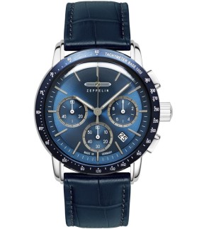 ZEPPELIN New York Chronograph Blue Leather Strap 8878-3