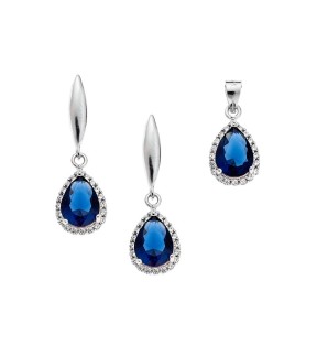 SENZA Silver 925 Earrings And Pedant With Stones SSR2233BL