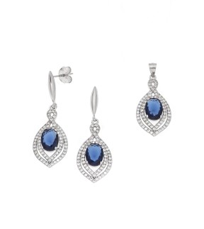 SENZA Silver 925 Earrings And Pedant With Stones SSR3788SBL
