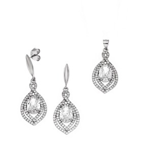 SENZA Silver 925 Earrings And Pedant With Stones SSR3788SR