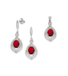 SENZA Silver 925 Earrings And Pedant With Stones SSR3788SRD