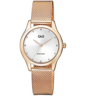 Q&Q Rose Gold Metal Mesh Bracelet QZ51J011Y
