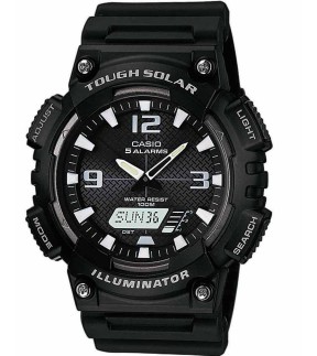 Ρολόι CASIO Collection Με Ηλιακή Φόρτιση Και Μαύρο Καουτσούκ Λουράκι AQ-S810W-1AVEF