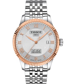 TISSOT Le Locle COSC 18K Gold Bezel Silver Stainless Steel Bracelet T9324084103300