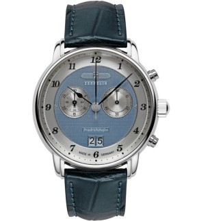ZEPPELIN Friedrichshafen Chronograph Blue Leather Strap 8584-3