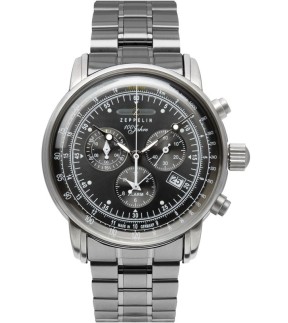 ZEPPELIN 100 Years Zeppelin Chronograph Silver Stainless Steel Bracelet 7680MB-2