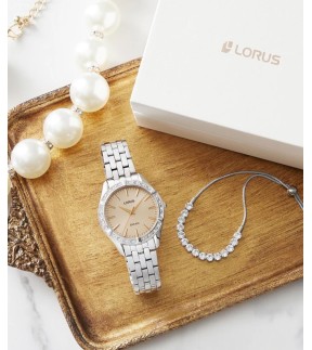 Ρολόι LORUS Women Set Με Ασημί Ατσάλινο Μπρασελέ RG291XX9