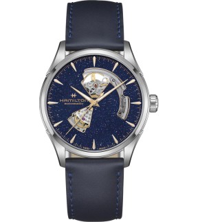 HAMILTON Jazzmaster Open Heart Automatic Blue Leather Strap H32705640