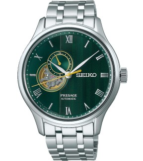 SEIKO Presage 'Japanese Zen Gardens' in Fern green Automatic Silver Stainless Steel Bracelet SSA463J1
