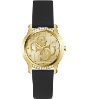 Ρολόι GUESS Annette Με Μαύρο Καουτσούκ Λουράκι GW0860L1