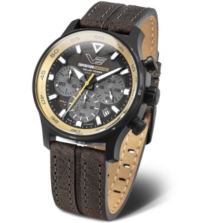 Ρολόι VOSTOK EUROPE Expedition South Pole Solar Με Χρονογράφο Και Καφέ Δερμάτινο Λουράκι VR42-592C763
