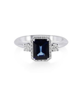 VITOPOULOS Ring White Gold 18Ct With Sapphire and Diamond Stones