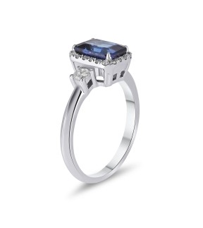 VITOPOULOS Ring White Gold 18Ct With Sapphire and Diamond Stones