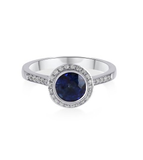 VITOPOULOS Ring White Gold 18Ct With Sapphire and Diamond Stones
