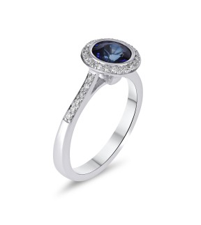 VITOPOULOS Ring White Gold 18Ct With Sapphire and Diamond Stones