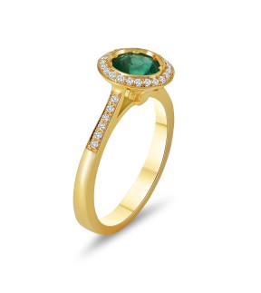VITOPOULOS Ring Yellow Gold 18Ct With Emerald and Diamond Stones