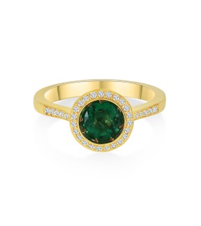VITOPOULOS Ring Yellow Gold 18Ct With Emerald and Diamond Stones