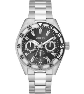 Ρολόι GUESS Letterman Με Πολλαπλές Ενδείξεις Και Ασημί Ατσάλινο Μπρασελέ GW0904G1