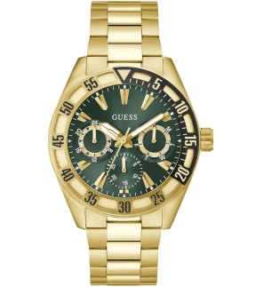 Ρολόι GUESS Letterman Με Πολλαπλές Ενδείξεις Και Κίτρινο Χρυσό Ατσάλινο Μπρασελέ GW0904G2